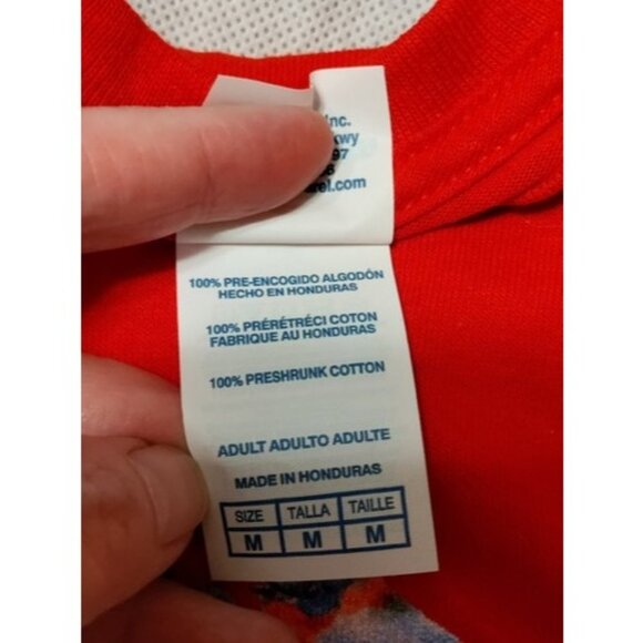 Womens T-Shirt Medium Patriotic Flowers Red White Blue Stars - Picture 6 of 10